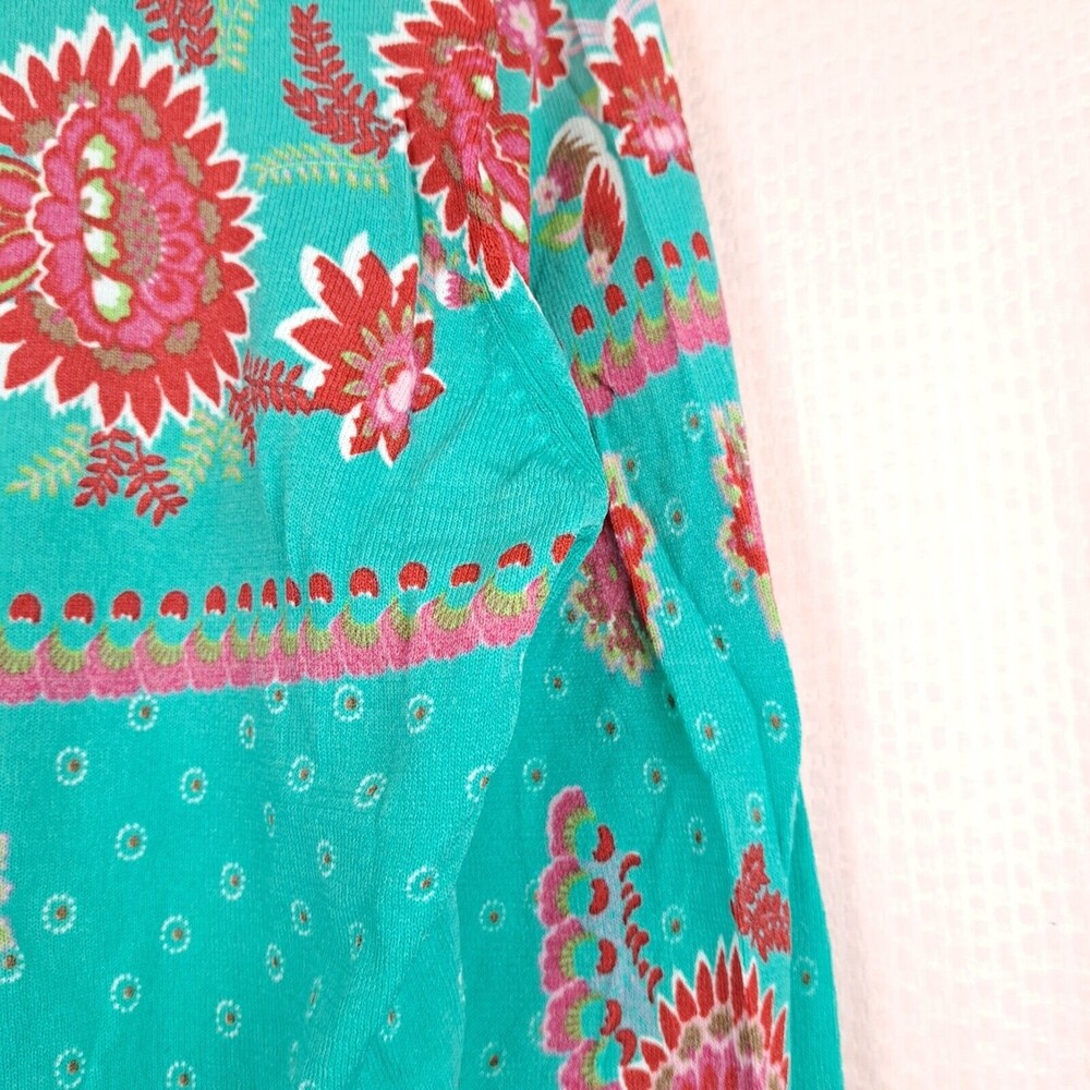 Joseph A Women Bright Blue Floral Top Stretch Lightweight 3/4 Sleeve Size L - Picture 11 of 11
